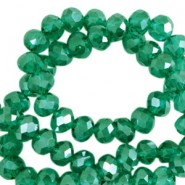Top Facet kralen 4x3mm disc Lake green-pearl shine coating